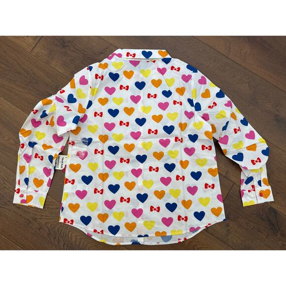 ModCloth x Hello Kitty Supercute Love Button-Up Top White Hearts Womens M NWT - Picture 2 of 5